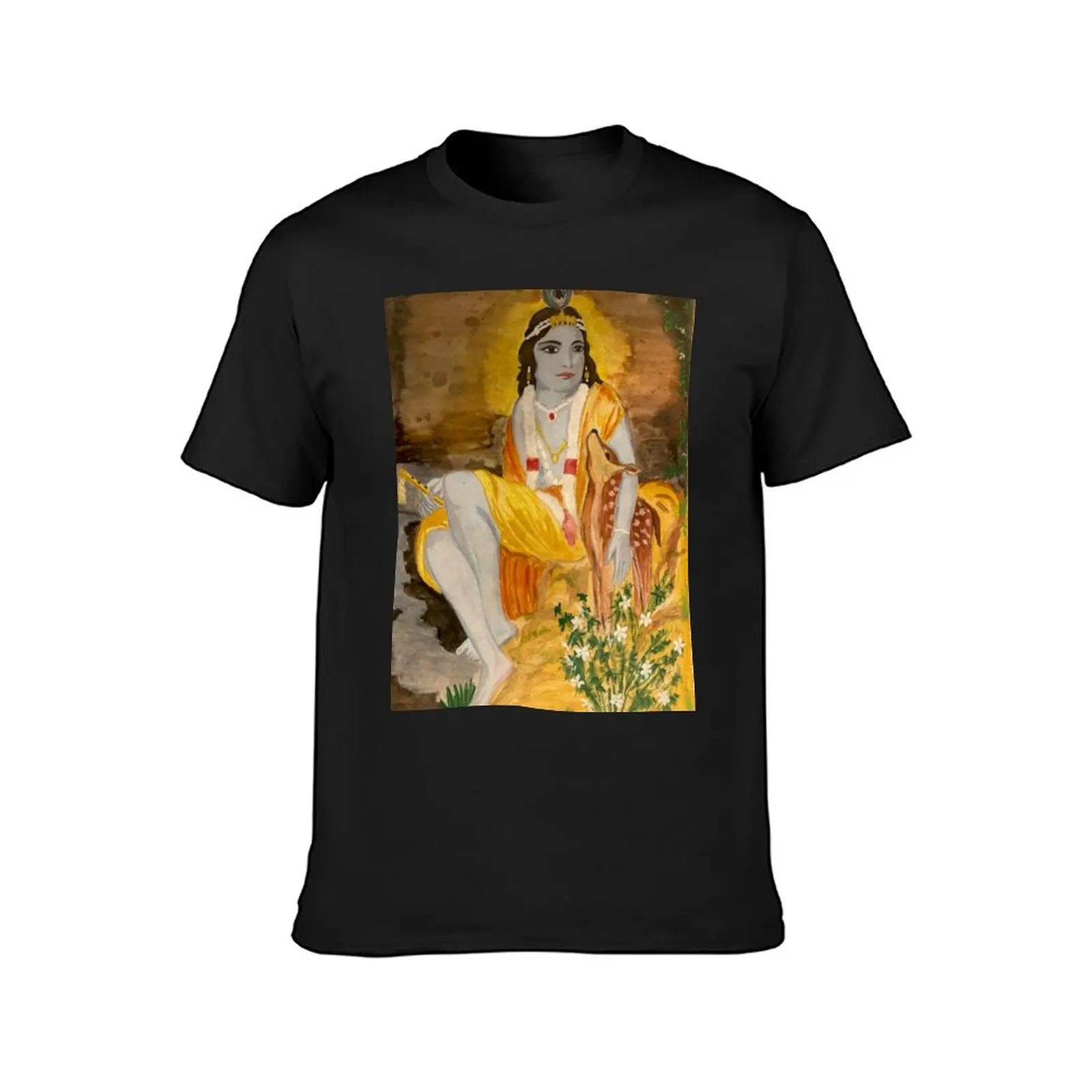 Krishna in watercolor T-Shirt plus size tops cute clothes Men's t shirts