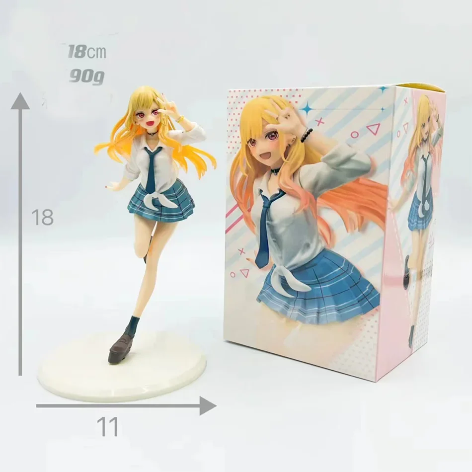 18CM Anime My Dress Up Darling Kitagawa Marin Figure School Uniform Dress Up Standing Model Toy Gift Action Figure For Kids PVC