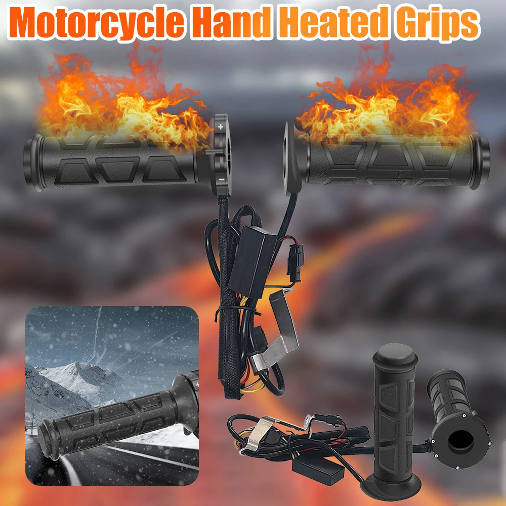 DC12V ATV Motorcycle Hand HeatedGrips 3Gear Electric Heating Handle Waterproof Electric Hot HeatedGrip Motorcycle PartsforWinter