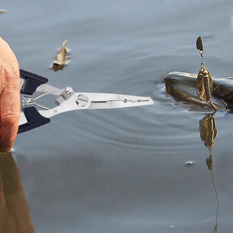 Alicates de pinza de labios de pescado, cortador de líneas mejorado, multifunción, resistente al agua salada, removedor de anzuelos de pesca de Surf para anillo dividido