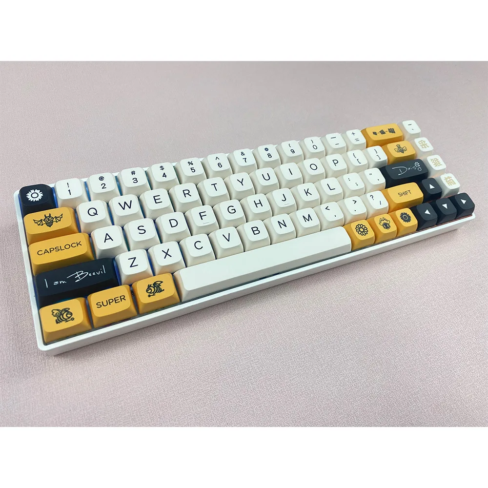 【Skyline】144 Key Angel Devil Blink To The Heart Design Yellow Black White Keycaps For Mechanical Keyboard XDA PBT KeyCap