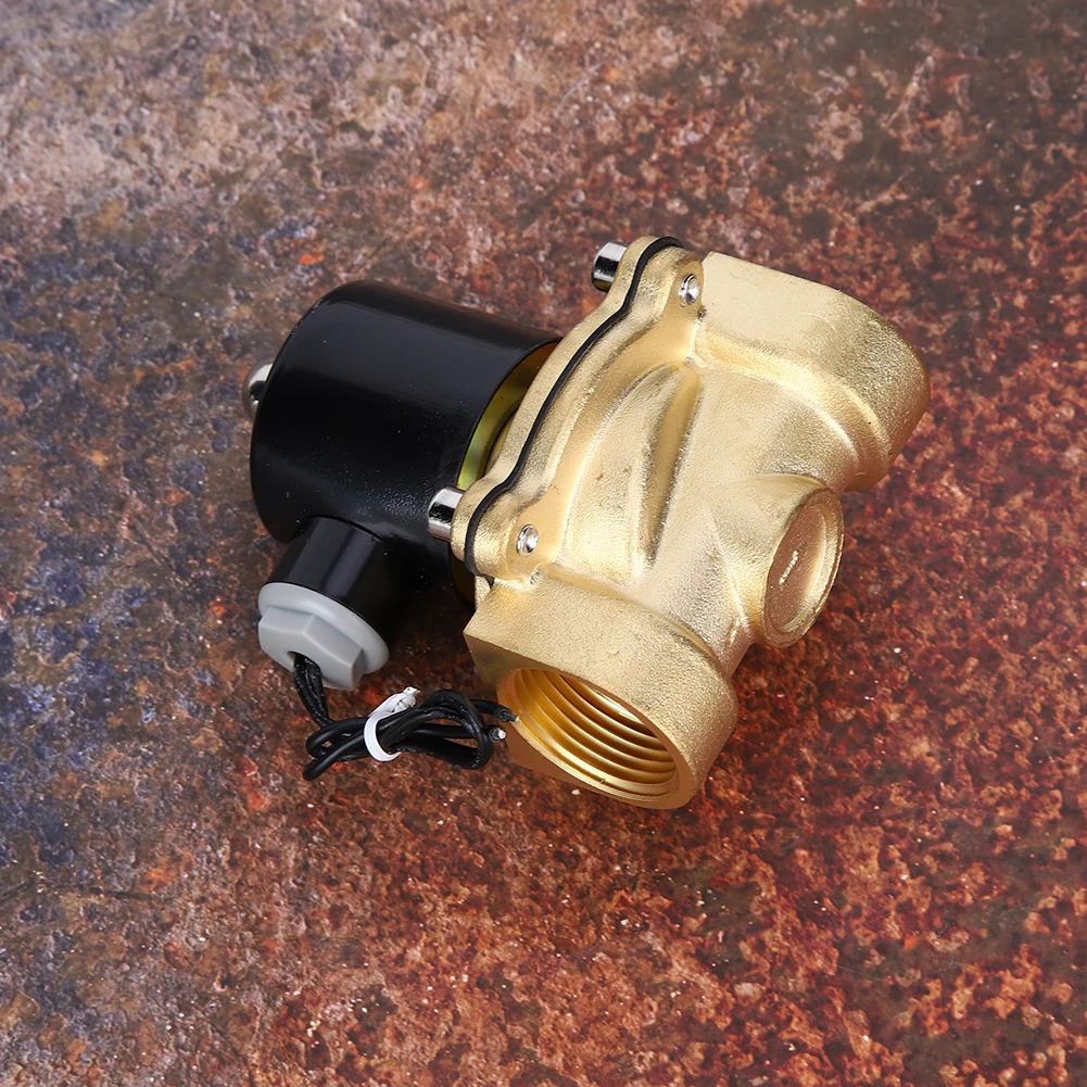 Elektrozawór 12V, 1 cal, mosiężny, 2-drogowy, 2-pozycyjny, elektromagnetyczny zawór powietrza, normalnie zamknięty, zawór elektromagnetyczny.