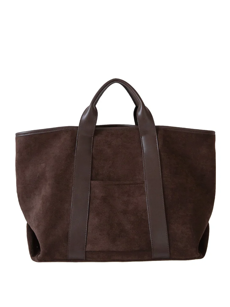 Vintage Suede Large Capacity Handbag 2024 Simple All-match Fashion Korean Chic Tote Bags Design Casaul Handbags Women