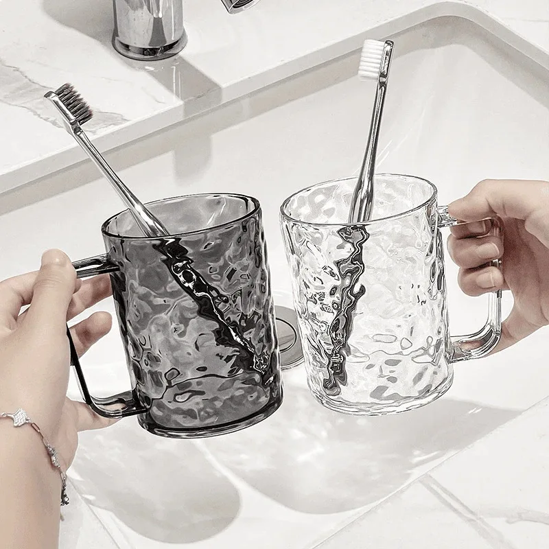 

Transparent Glacier Pattern Toothbrush Cup Water Ripple Design Mouthwash Cup Household Couple Double Tooth Cups BPA Free