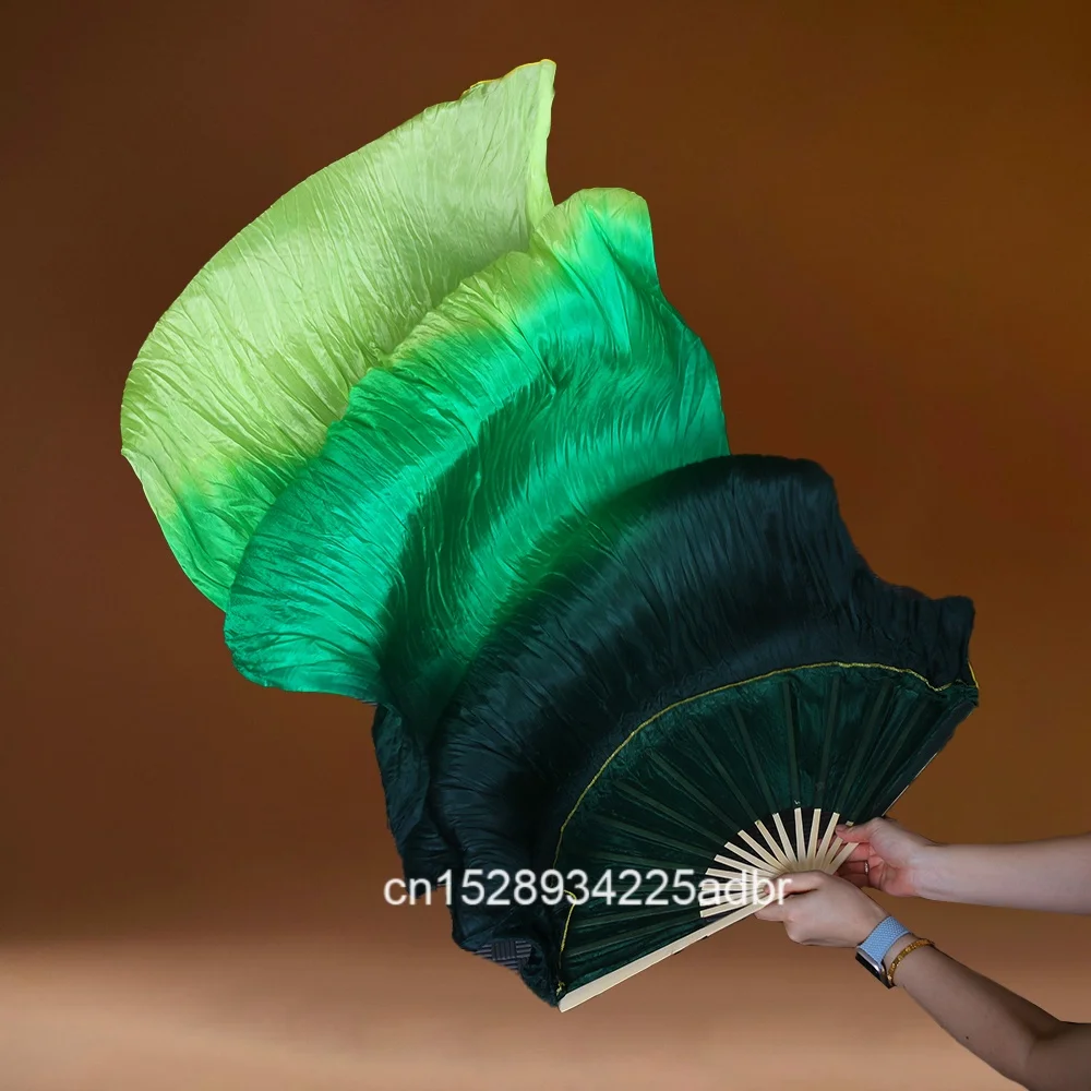 Mulheres dança do ventre seda bambu longo fã véus adereços dança do ventre adoração louvor pastel bandeira verde streamer adultos 180cm outono