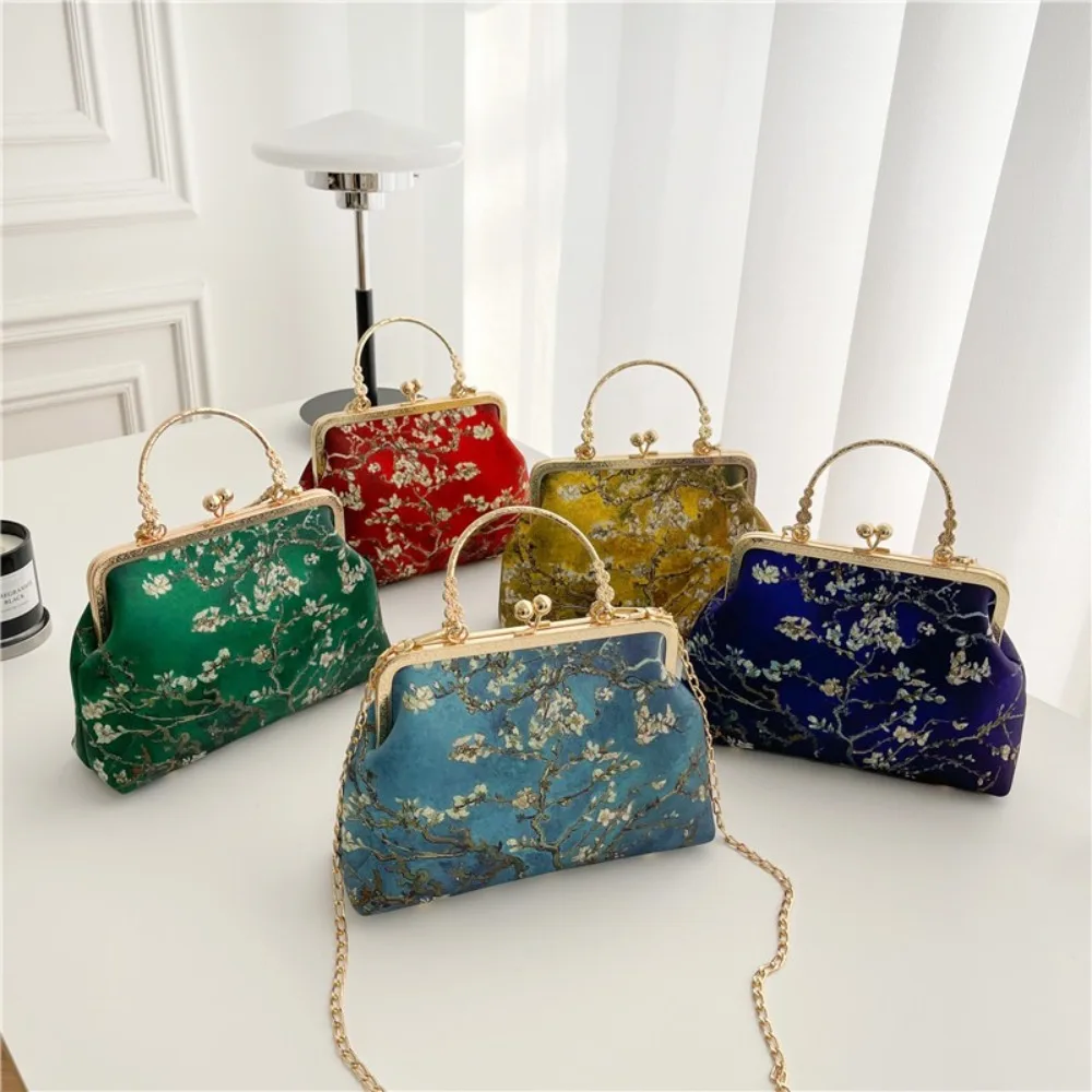 

Popular Chinese Style Banquet Bag Embroidery Pearl Handle Qipao Bag High Capacity Trendy Cosmetic Bag Women