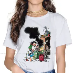 Cook Women Tshirts Gaston Lagaffe Manga Aesthetic Vintage Female Clothing Big size Cotton Graphic Clothes