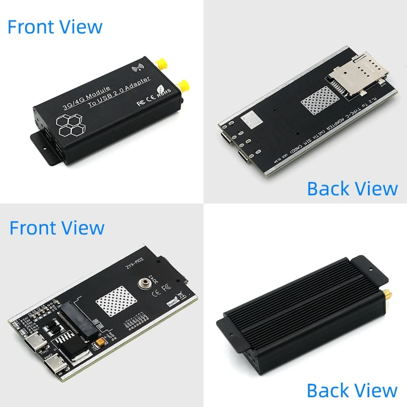 Adattatore da NGFF(M.2) a USB 2.0 (tipo C) con Slot per SIM Card e interfaccia di alimentazione ausiliaria per modulo WWAN/LTE