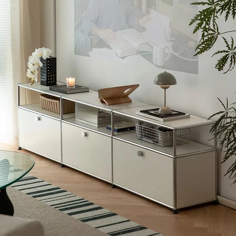 Modern simple TV cabinet, stainless steel floor-to-ceiling locker, bedroom, living room metal furniture