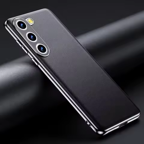 Genuine Cowhide Leather Phone Case for Samsung Galaxy S25 S24 S23 Ultra S22 Plus S21 Note 20 Plating Shockproof Protector Cover