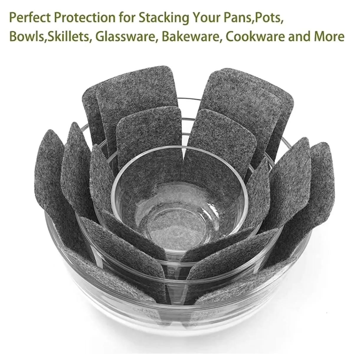Multi-use Gear Pot and Pan Protectors, Set of 12 and 3 Different Size, Pot Dividers Pads/Stacking Pan Protectors/Pan Separators
