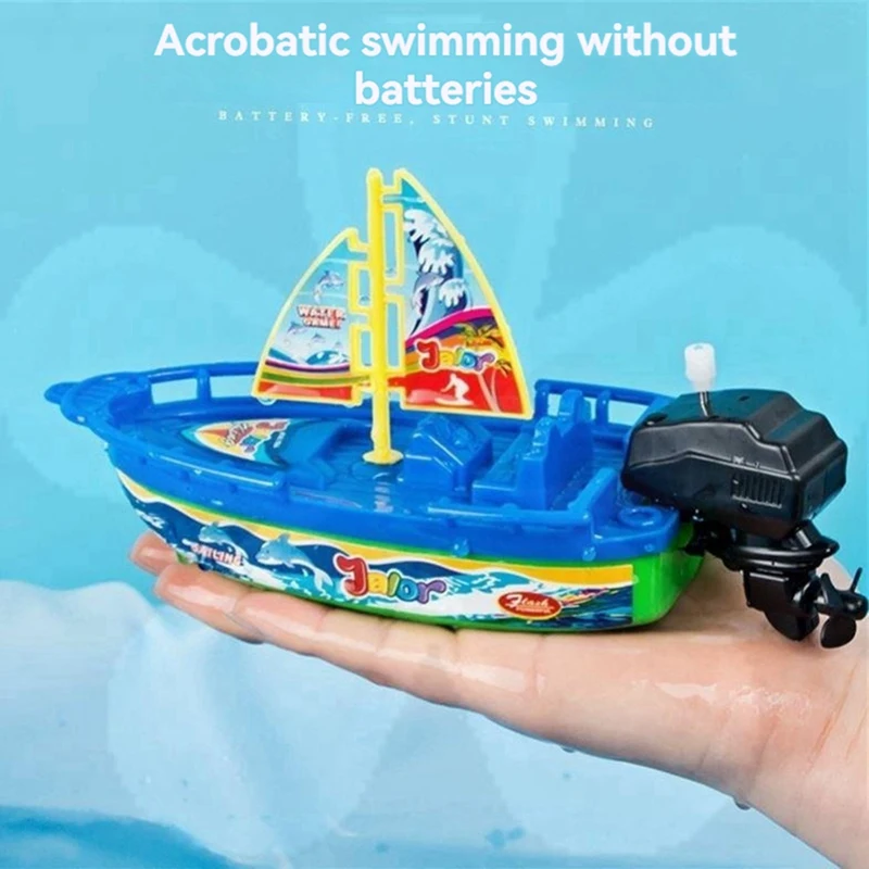 HOT-Kids Speed Boat Ship Wind Up Toy Zabawki do kąpieli Zabawki pod prysznic Float In Water Kids Klasyczne zabawki zegarowe dla dzieci Prezent