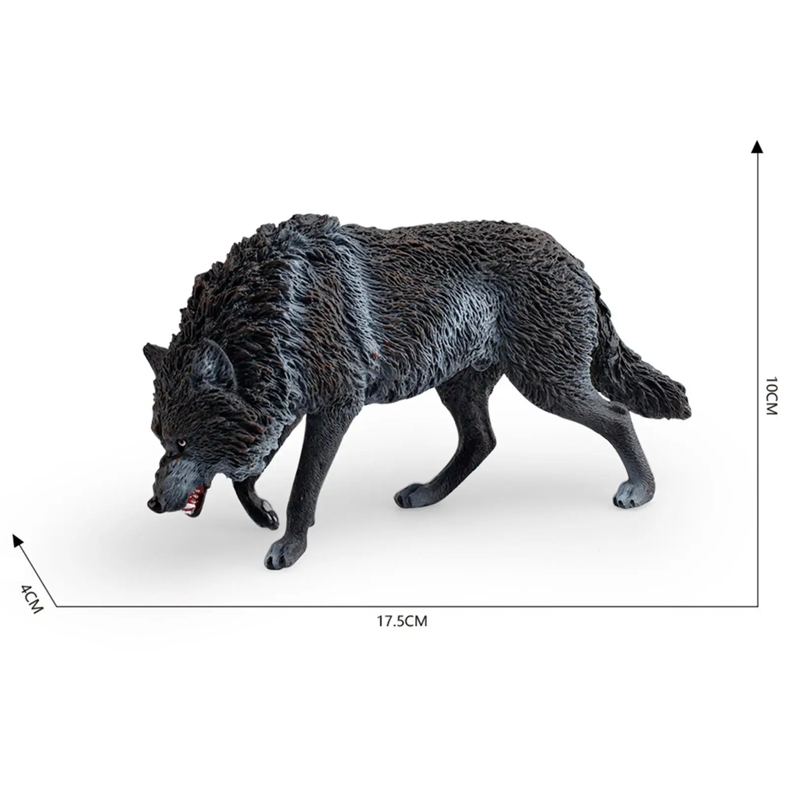 Mini figura de lobo artesanal, juguetes de animales en miniatura para niños, niñas, niños, negro