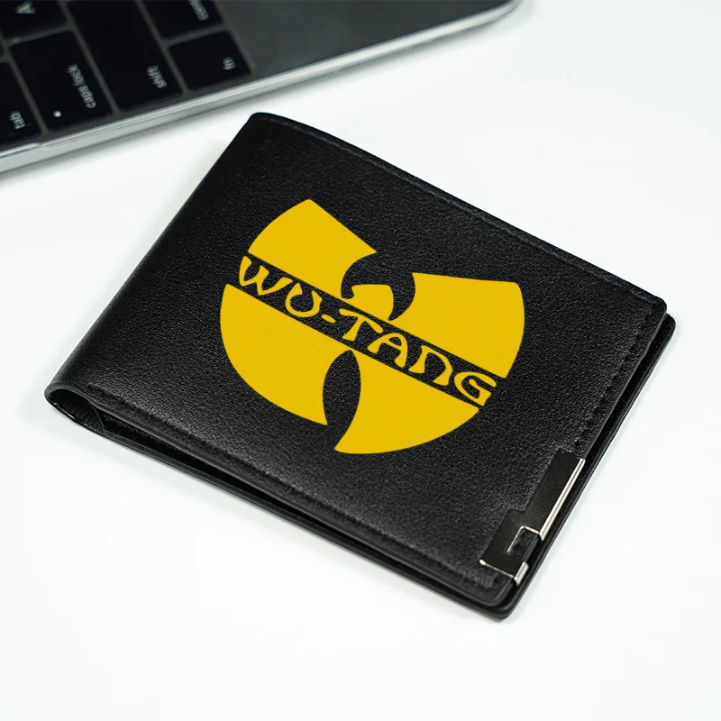Portfel męski WU TANG LOGO ze skóry PU, krótki, w stylu biznesowym, lekki, wytrzymały, do codziennego użytku, modny dodatek.