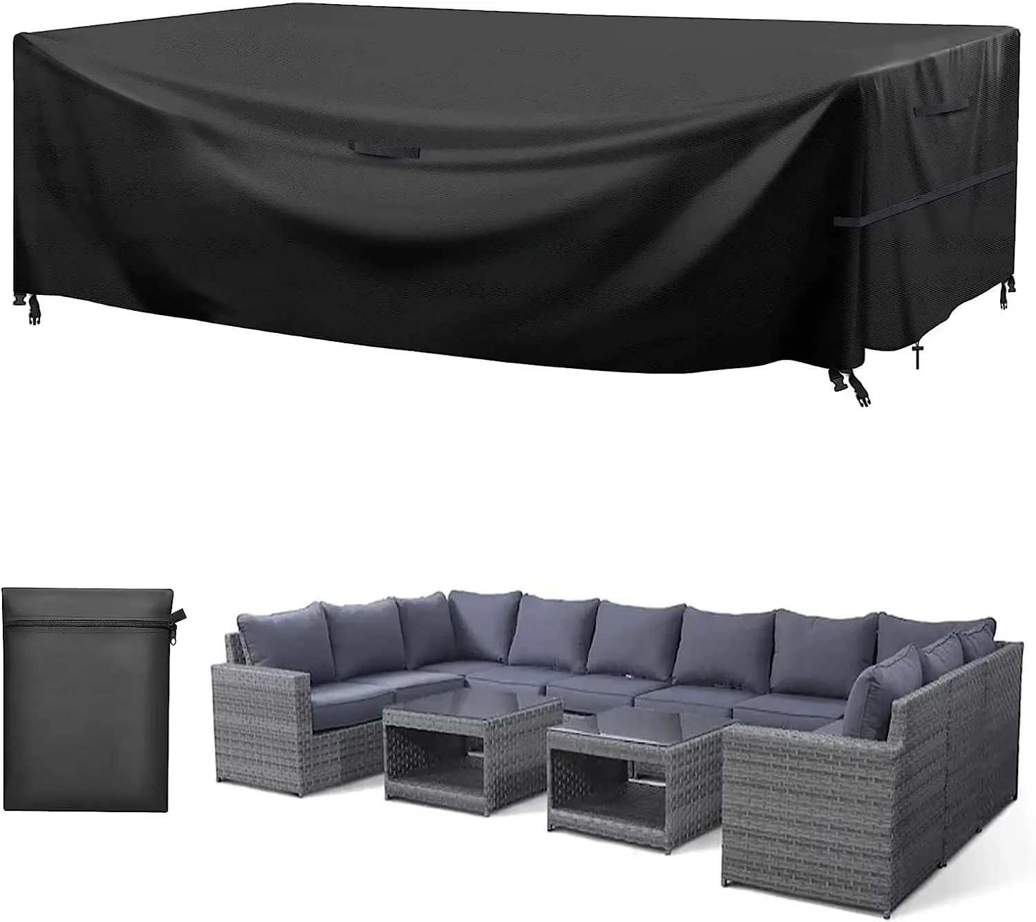 Heavy Duty 420D Oxford Fabric Garden Waterproof Furniture Set Covers UV Resistant Protective Patio Furniture Cover