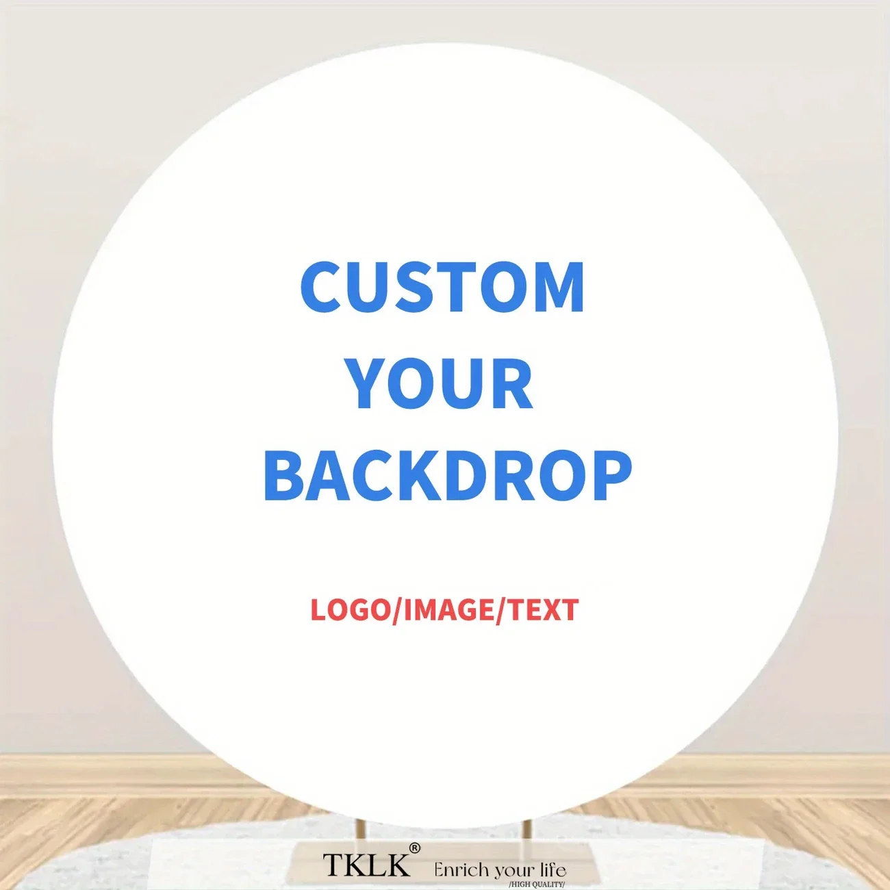 

1p 2D Flat Custom Polyester Round Backdrop (No Stand) - Personalized Circle Photo Backdrop, No Power Need