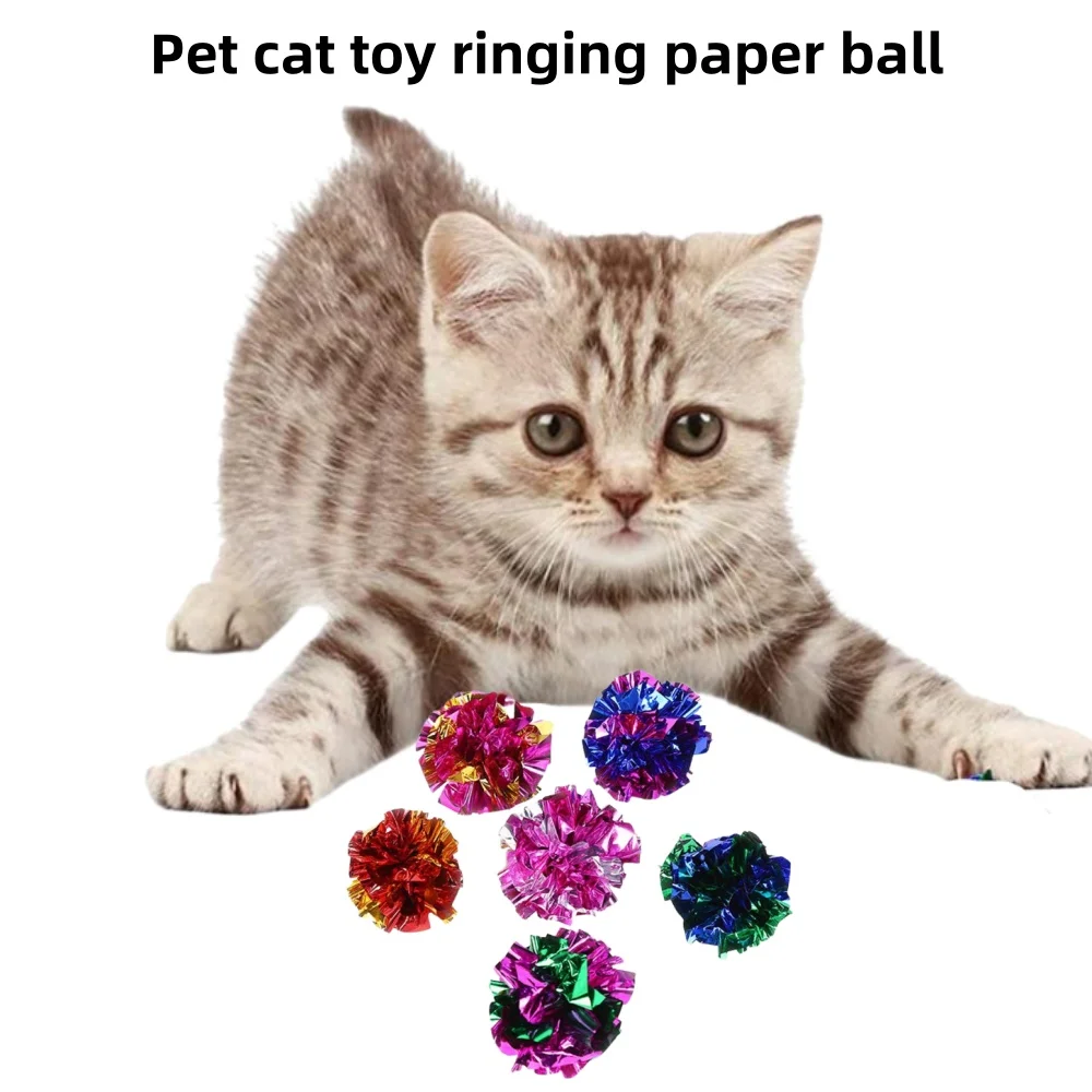 

Interactive Cat Play Ball Crinkle Sound Design 5.5cm Large Size Pet Training Toy Random Color Bulk Pack