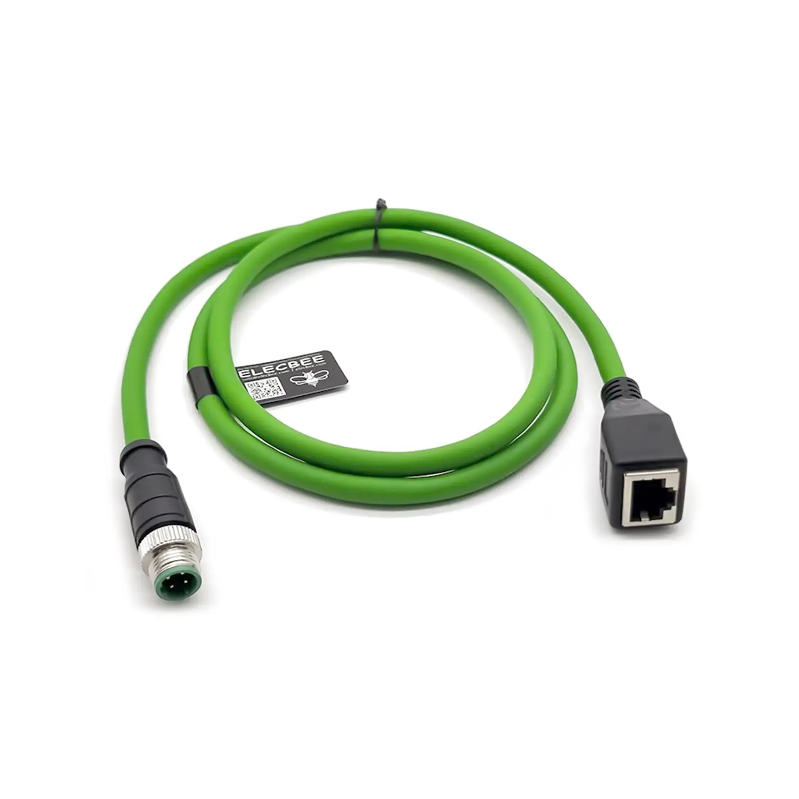 M12 4-pin D Code Male to RJ45 Female High Flex Cat6 Industrial Ethernet Cable PVC
