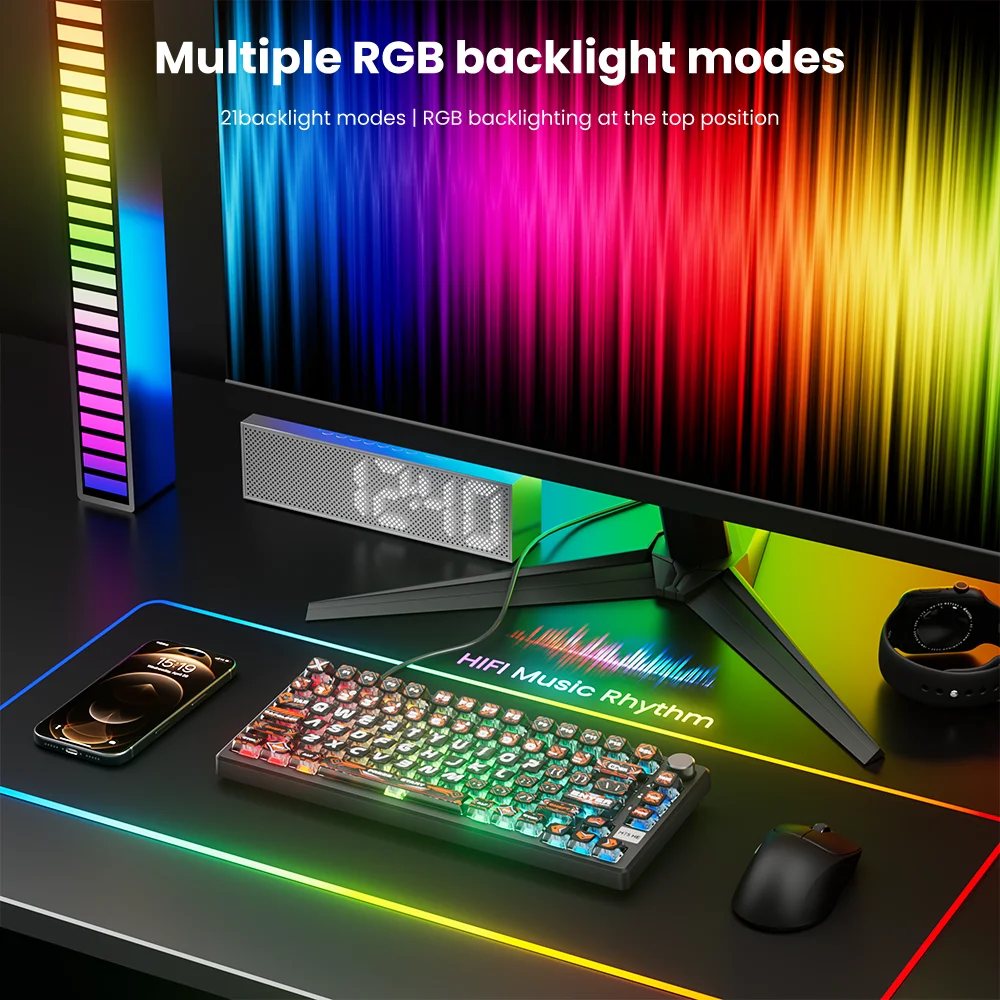 RK ROYAL KLUDGE M75 HE لوحة مفاتيح الألعاب RT0.01mm 8000 هرتز 0.24 مللي ثانية 81 PBT مفاتيح RGB السلكية الرياضة الإلكترونية المغناطيسي الميكانيكية طوقا #4