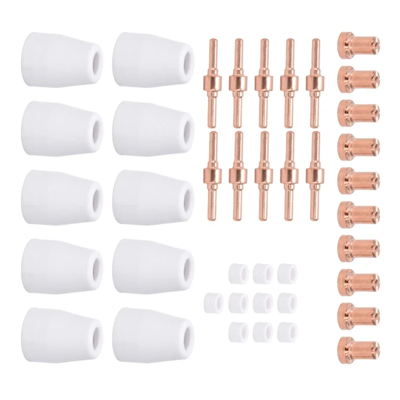 

40 шт. расходных материалов для плазменной резки: защитные колпачки, электроды, кольцевые насадки, прочные аксессуары для плазменных резаков