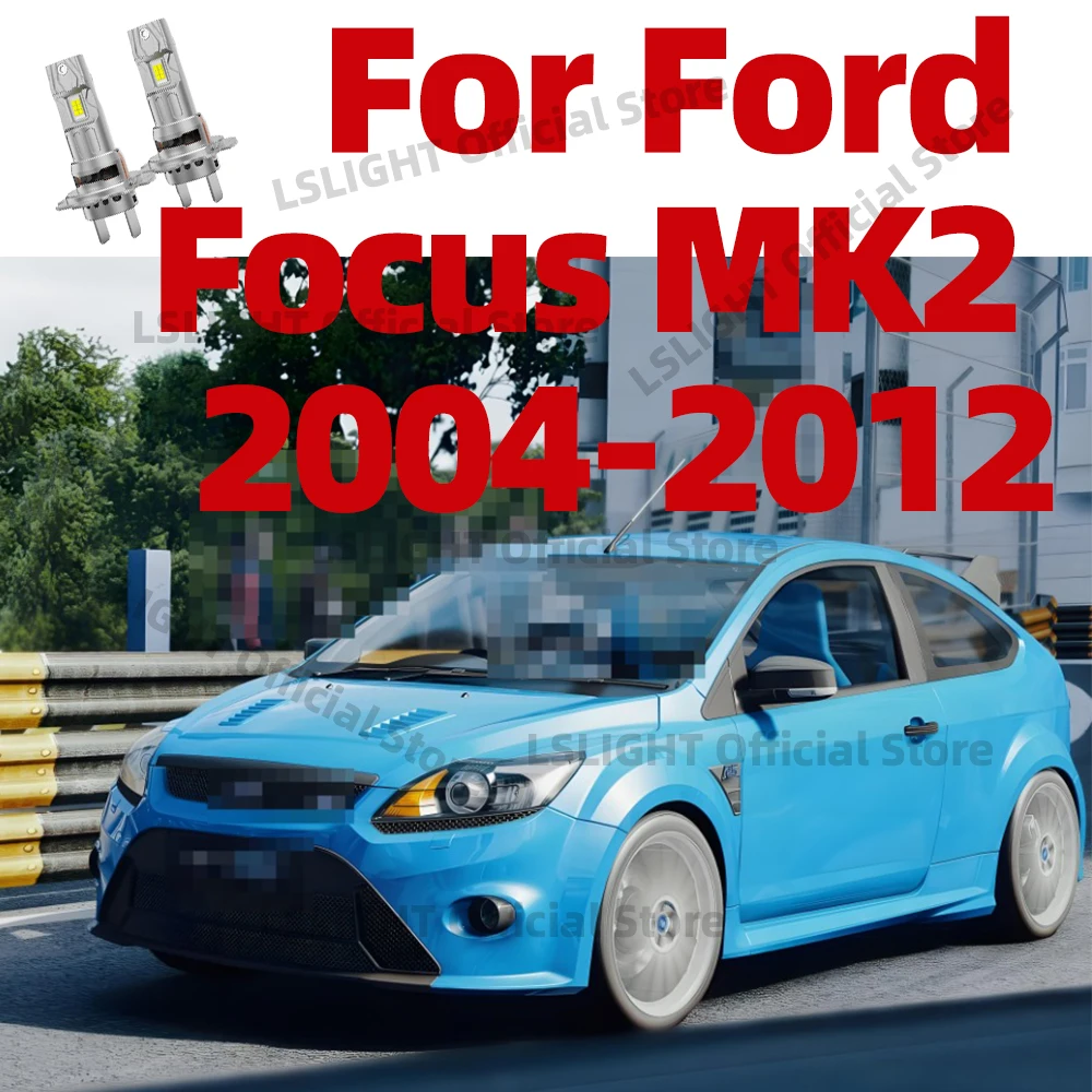 2x For Ford Focus MK2 2004-2012 LED Headlight 3570 CSP Chips Super Bright 6000K Head Lampada Bulbs