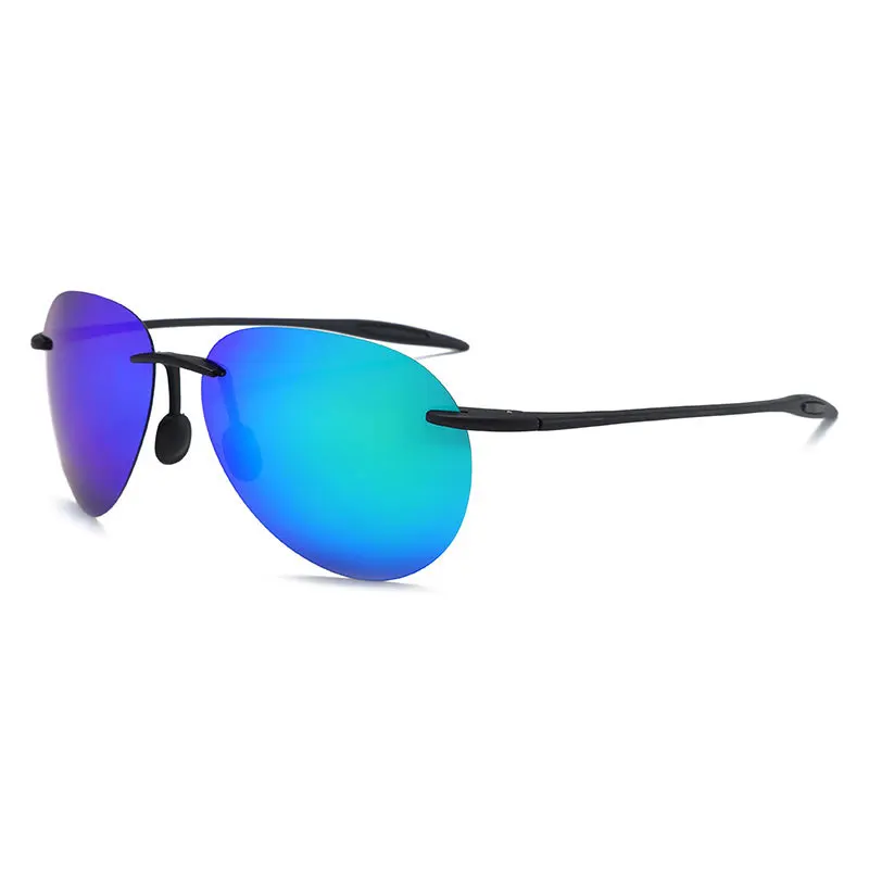Polarized Rimless Frame Colorful Sunglasses Women Men Mirror Surface Luxury Sun Glasses Driving Male Female Protective Glasses
