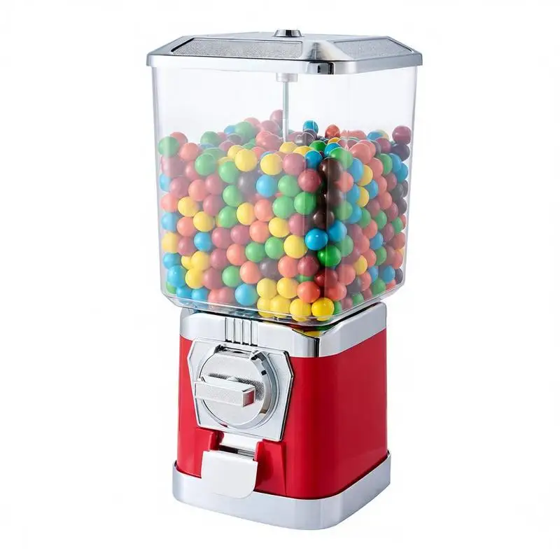 

Home Candy Vending Machine 17"H For Game Stores Party Room Kids Playroom, PC Tank Metal Base Coin Operated Mechanism Toy Capsules Bouncy Balls Red
