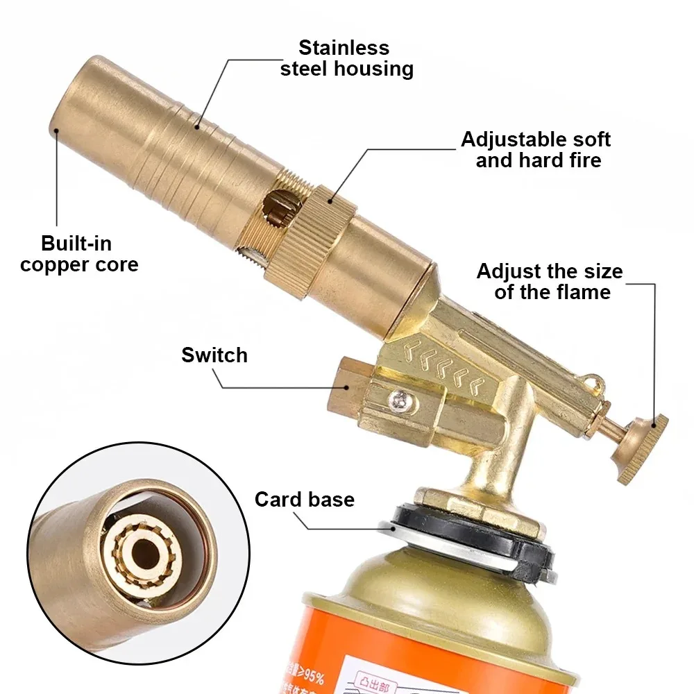 Portable Welding Burner Flame Gas Torch Flame Gun Blowtorch Cooking Soldering Butane Autoignition Gas-Burner Lighter Heating