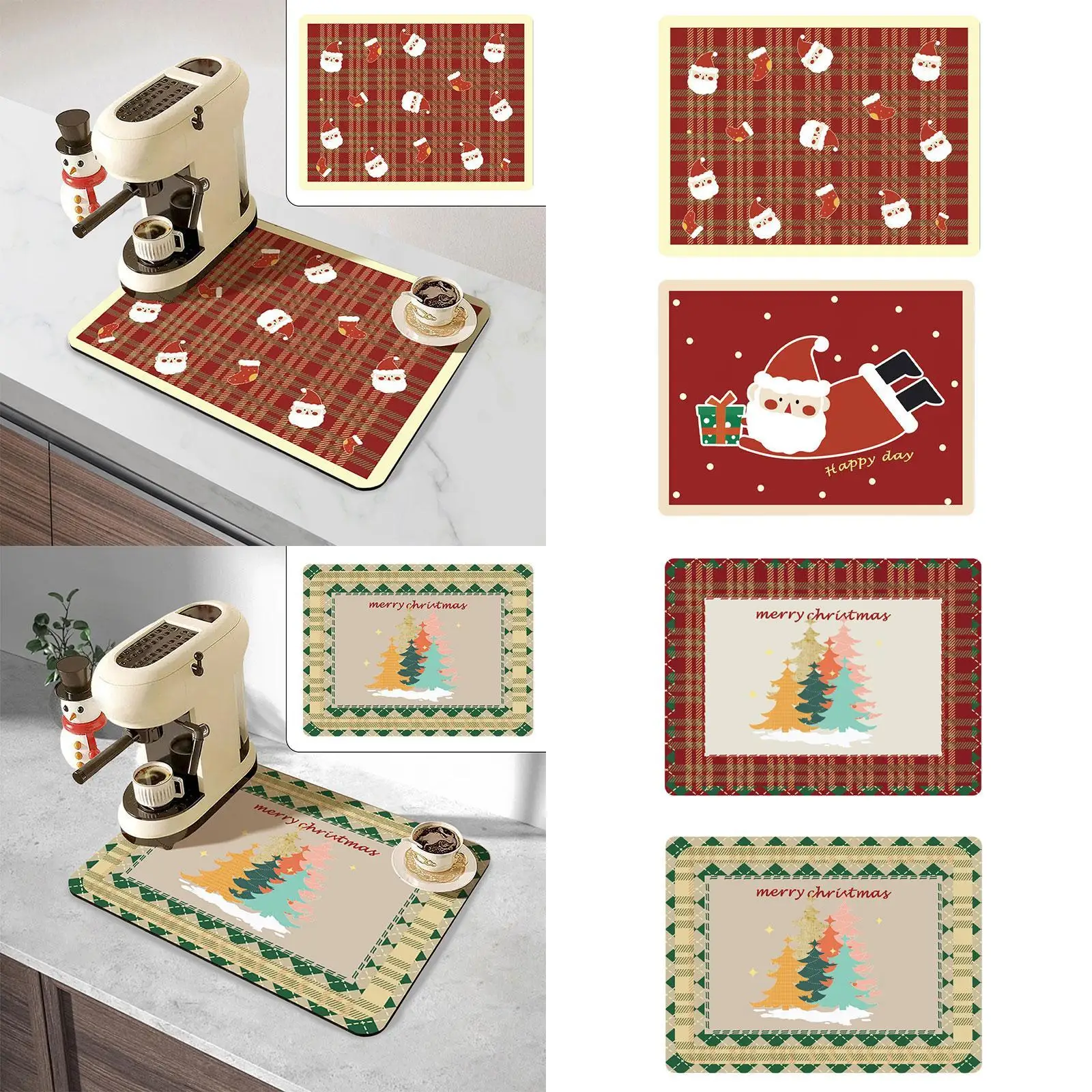 Christmas Dining Table Mat Oilproof Tableware Mat for Christmas Decoration Xmas Ornament Cafe Christmas Party Restaurant