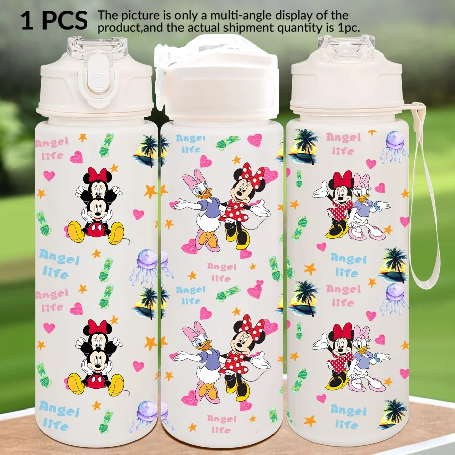 Botella de agua multiplástico con estampado de Minnie Mickey Mouse de Disney, 23-32oz, taza de agua deportiva portátil, regalo de cumpleaños, 1 ud.