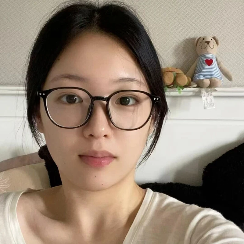 ブルーライトカット-ブラフレームメガネ-ホワイト-近視矯正処方箋対応-丸顔用-ユニバーサル-コル