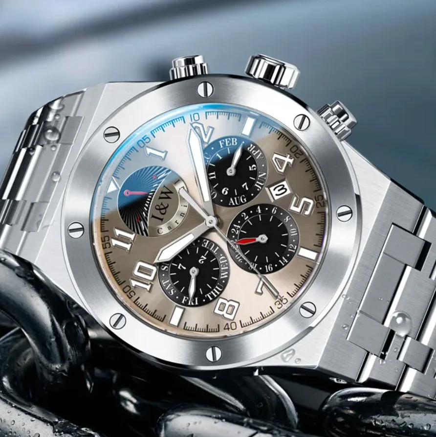 

Carnival Men Automatic Watch 41MM Mechanical Wristwatch Luminous Sapphire Mirrro Multi-Dial Month Week Date 24 Hours