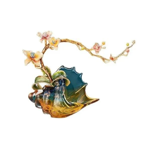 New Chinese conch glazed high-end decorative ornament living room creative enamel colored glass ornament