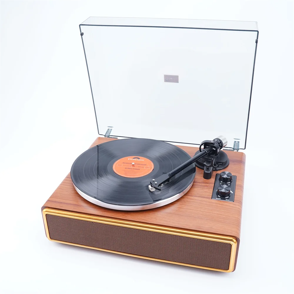 2024 جهاز استقبال بلوتوث خشبي 5.0 فونوغراف عتيق مشغل تسجيلات فينيل القرص الدوار العتيق مع مكبر صوت مدمج