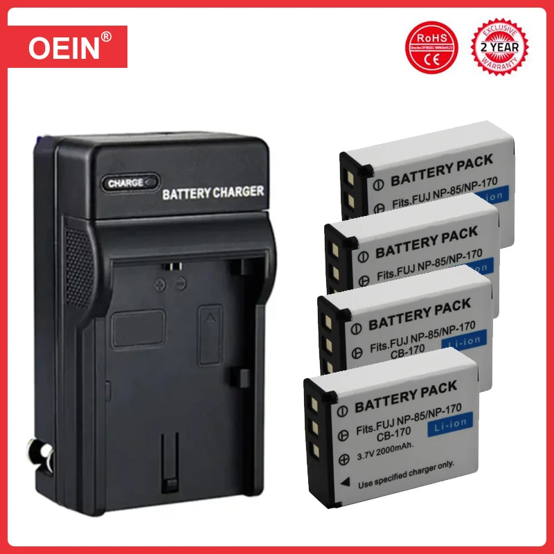4 قطعة بطارية NP85 NP-85 لـ Fujifilm BC-85 BC-85A FinePix S1 SL240 SL260 SL280 SL300 SL305 SL1000 NP170 ، شاحن USB لـ Np 85 #1