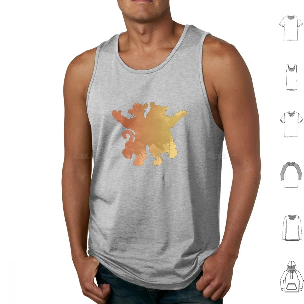 Camisetas sin mangas con silueta inspirada en el tigre y el oso, silueta inspirada en el oso tigre de algodón estampado, Tigger Winnie The