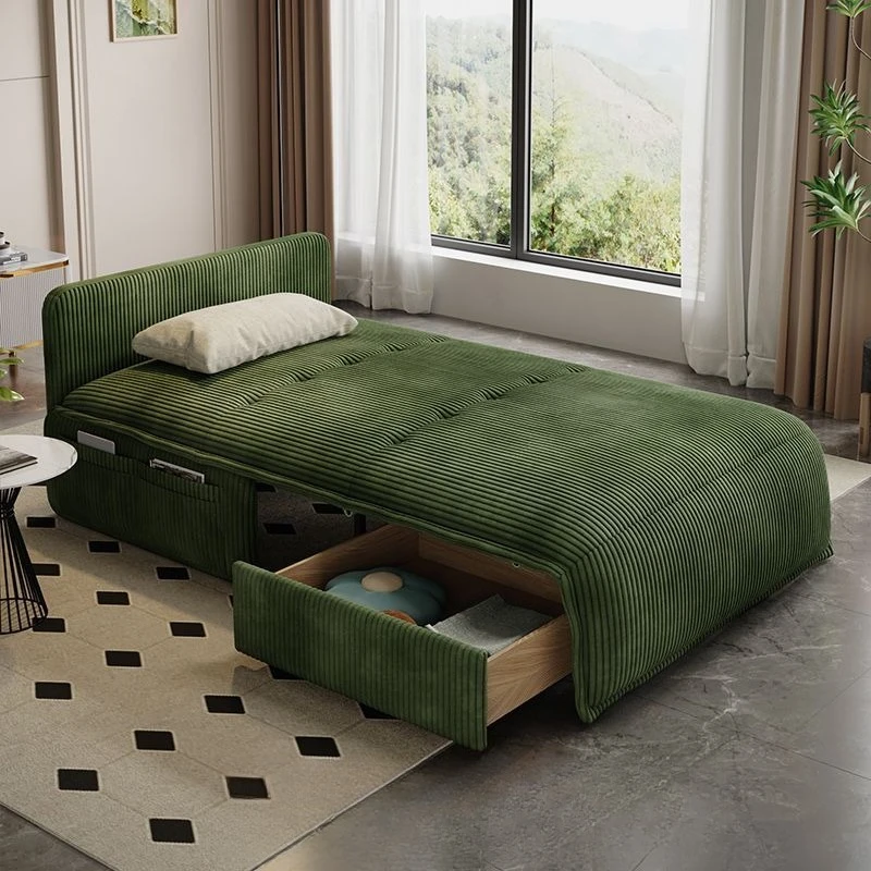 

Electric sofa bed small apartment corduroy sitting and sleeping dual-purpose intelligent voice remote control