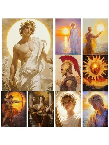 Greek Gods Mythology Apollo Ares Dionysus God of The Sun War Wine Poster Vintage Canvas Painting Wall Art Living Room Home Decor