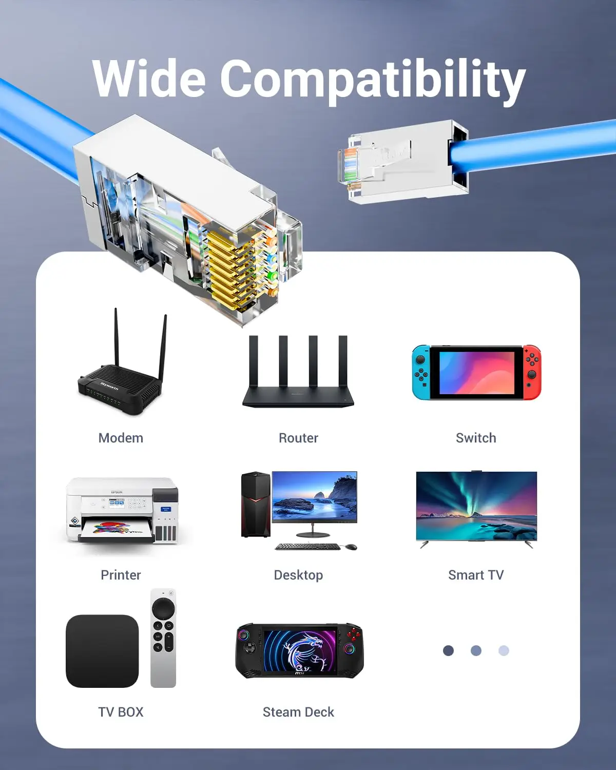 Cat6 Shielded RJ45 Pass Through Connectors with Strain Relief Boots  Cat6 Ethernet Modular Plug Network Cable, Supports 10Gbps