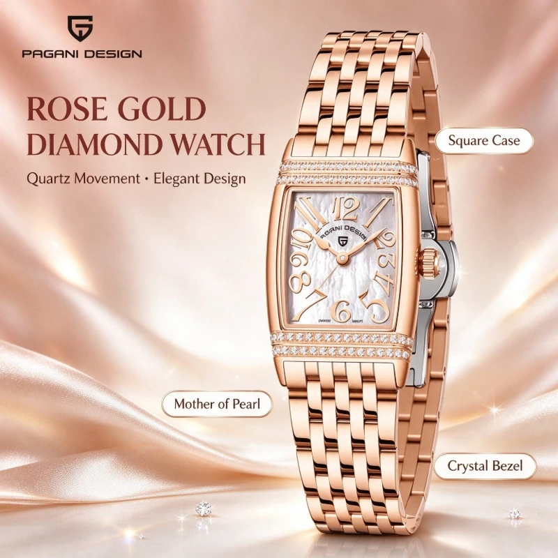 PAGANI DESIGN Luxury Fashion Women's Quartz Watch Swiss Ronda Movt Sapphire Stainless Steel Waterproof Clock Gift For Woman