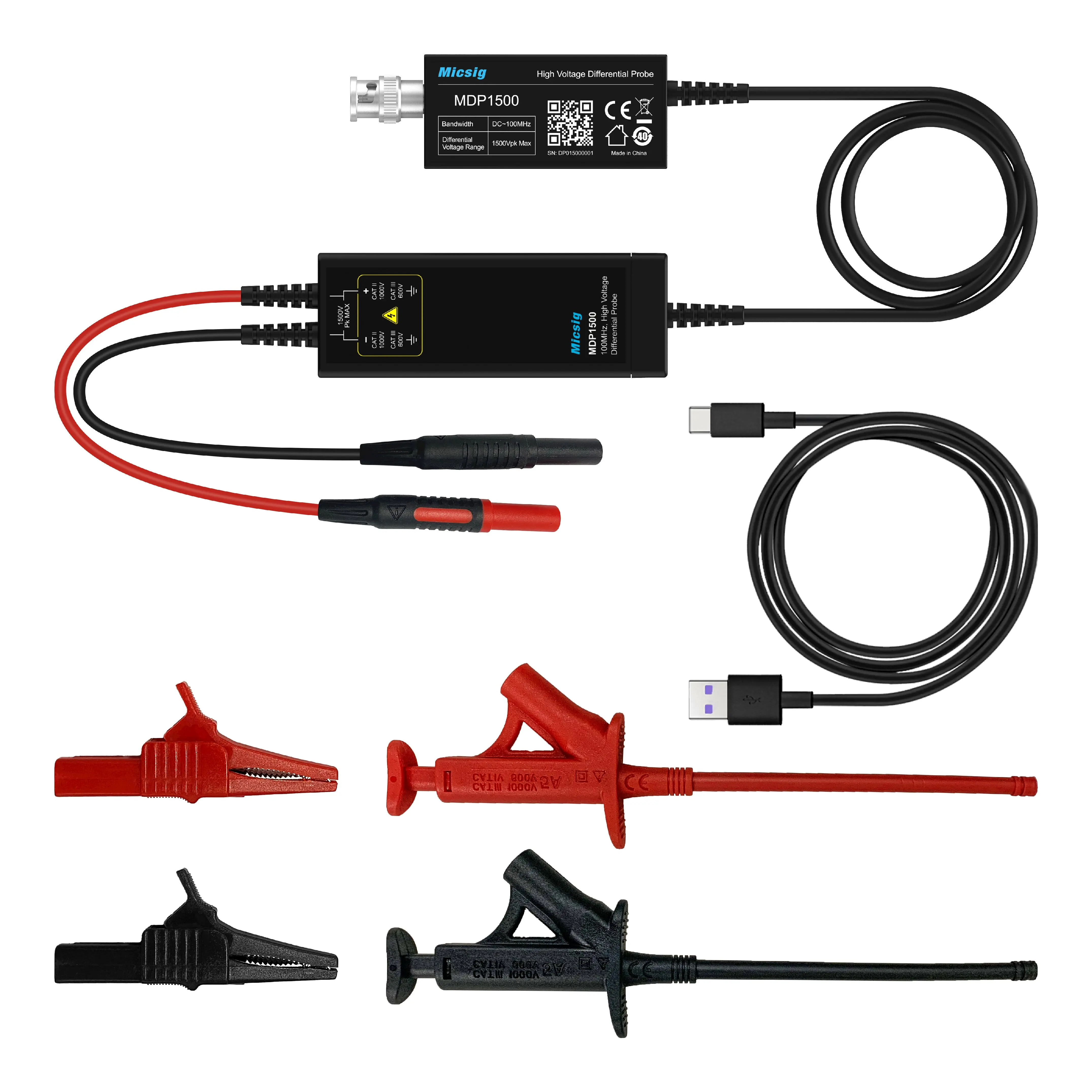 Micsig Oscilloscope HV Probe MDP Series MDP 700 MDP1500 MDP3000 100Mhz High Voltage Differential Probe BNC Interface Dual Range