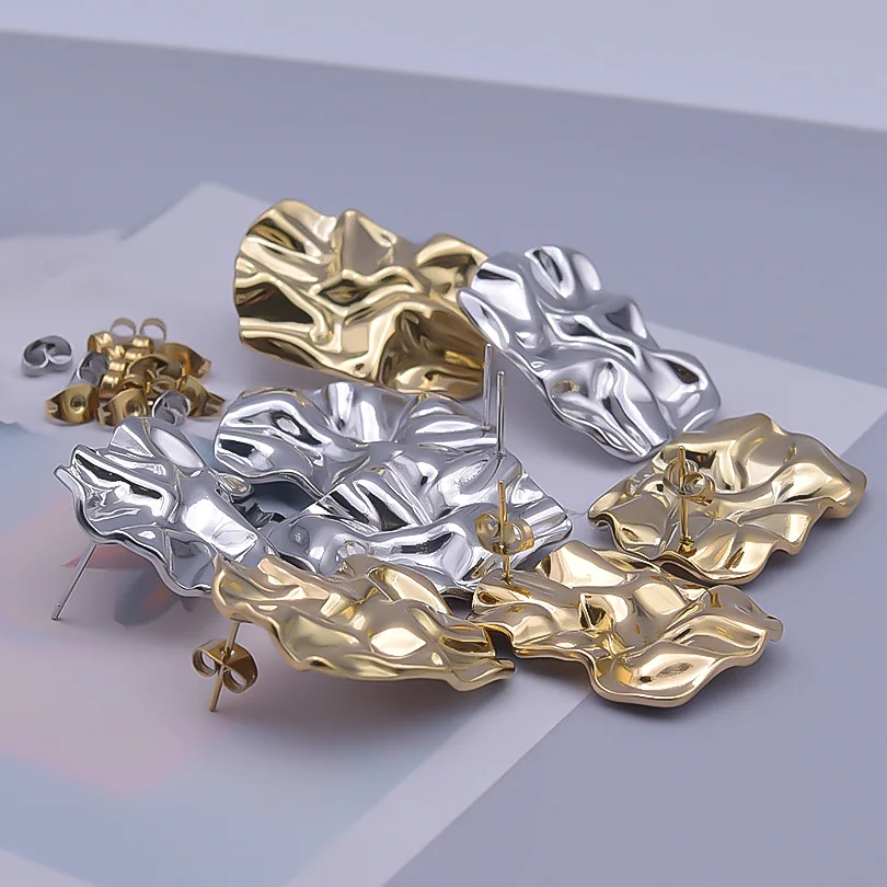 Metal Women\'s popular Fashion Geometric Square Ear Studs Stainless Steel Material Men Women Anniversary Versatile Earrings Gift
