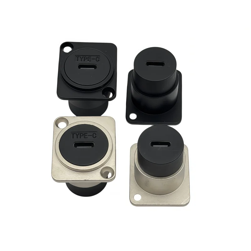 1PCS 3.1 Interface TYPE-C Circular C Port USB Through-Board 24pin Socket D-Type Data Transmission Fast Charging Black/Silver
