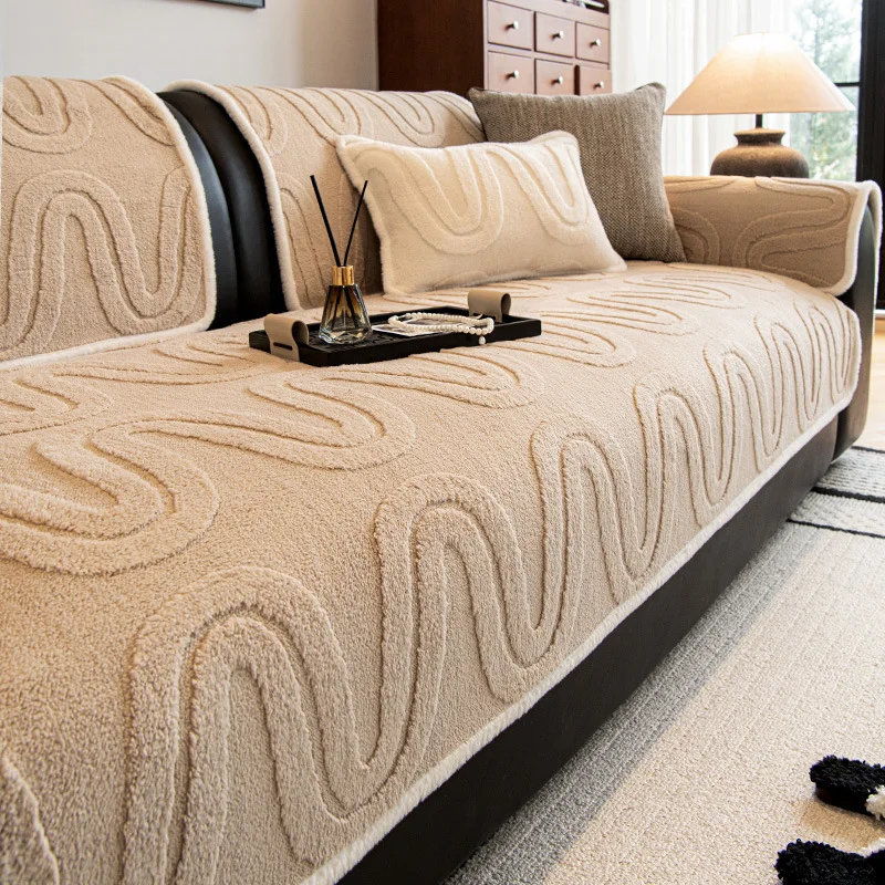 Nordic Thicken Plush Sofa Cover Pet Friendly Couch Towel Mat L Shape Corner Lounge Covers for Living Room Home Hoes Voor Bank