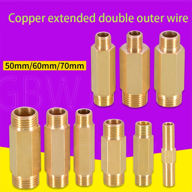 Copper External Direct Extension Pipe External Tooth Threaded 1/8 1/4 3/8 1/2 3/4 Male To Male Thread Adapter for Water Oil Gas