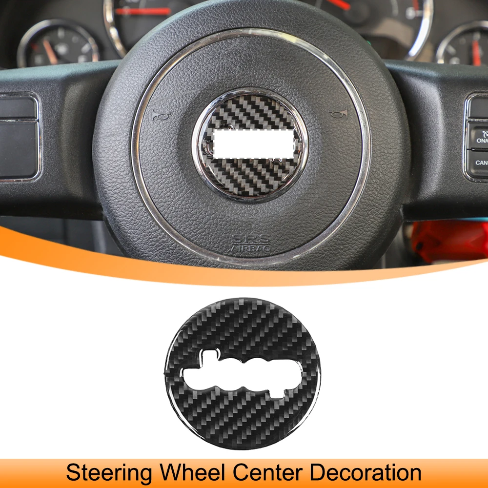 

Car Steering Wheel Center Decoration Trim Stickers Cover for Jeep Wrangler JK 2011-2017 Interior Accessories Real Carbon Fiber