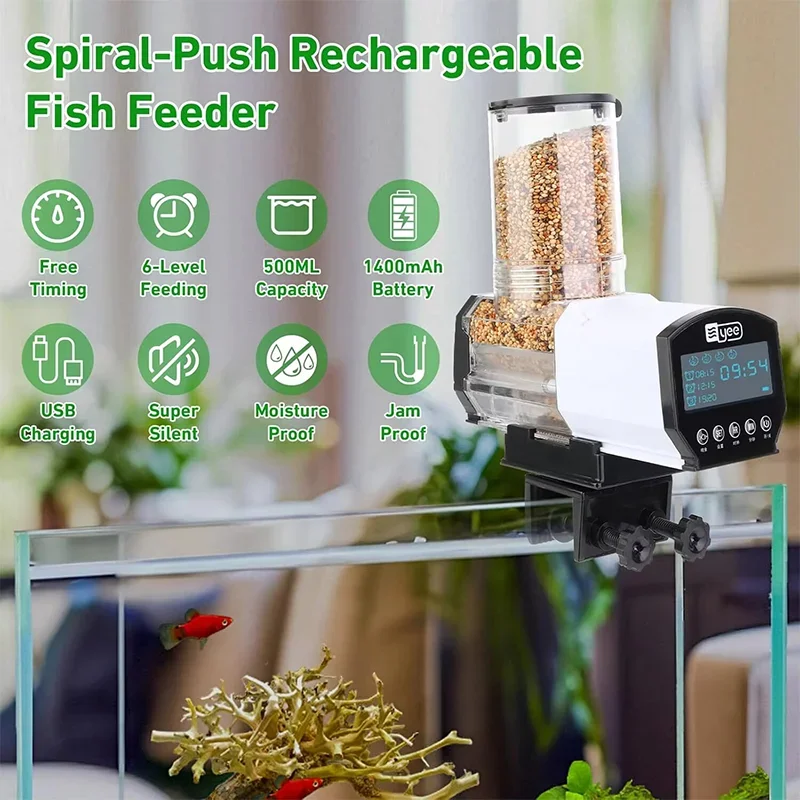 Intelligent Timed Feeder Fish Tank Feeder Aquarium Automatic Feeder Large Capacity Fish Tank Feeder Digital Display Feeder