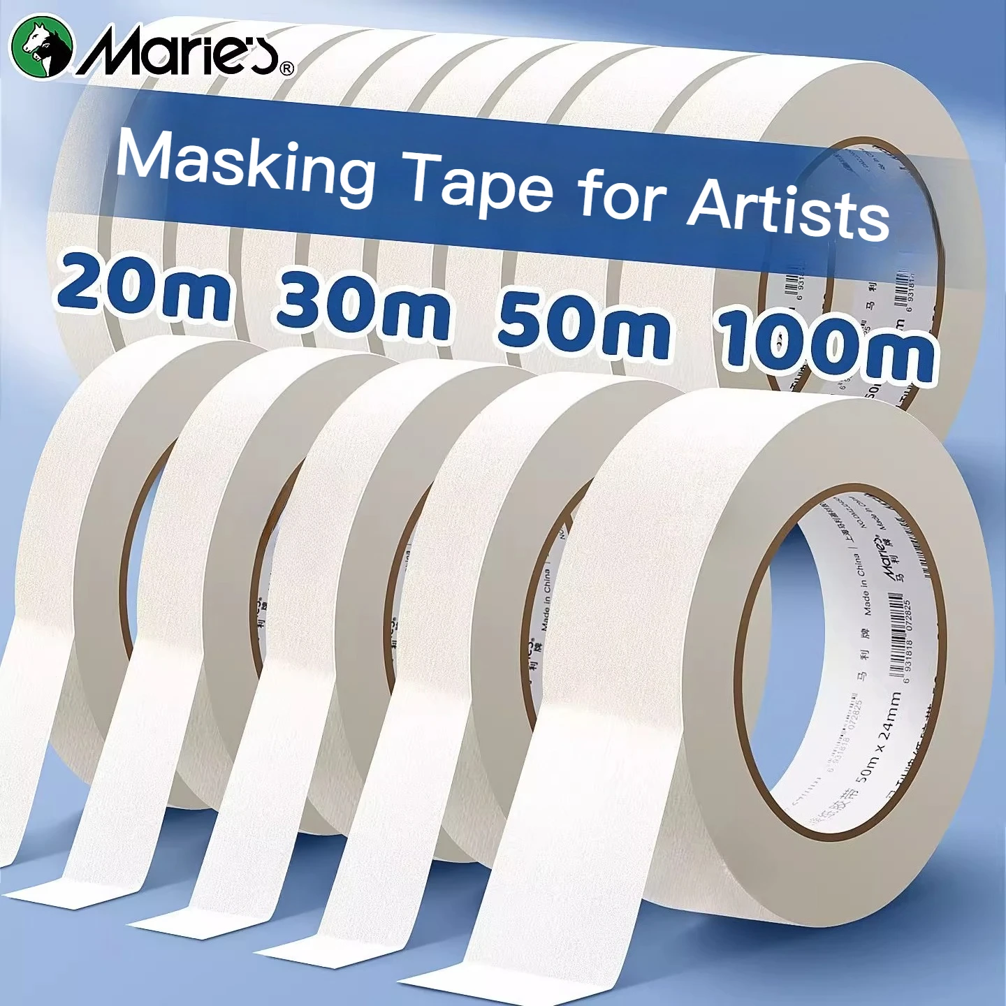 

MARIE'S Masking Tape Artist-Grade Masking Tape for Fine Arts Students Tear-by-Hand Masking Tape for White Space Preservation
