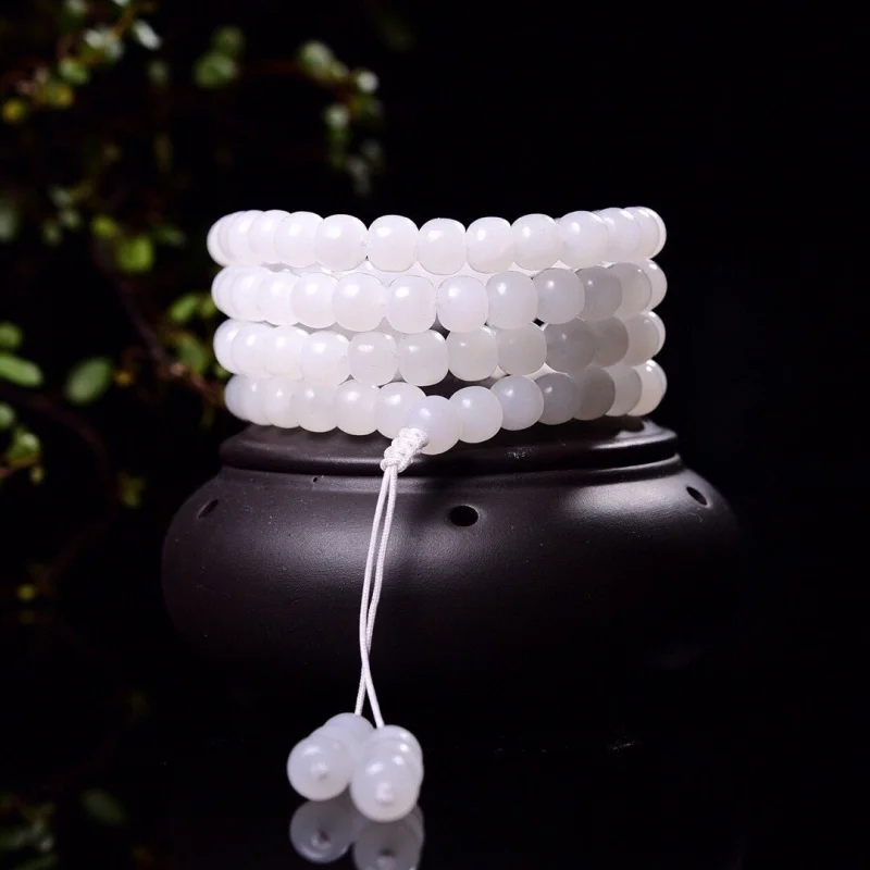 

Браслет из бусин старинного Будды из белого нефрита Хэтянь, в этническом стиле, модный, универсальный