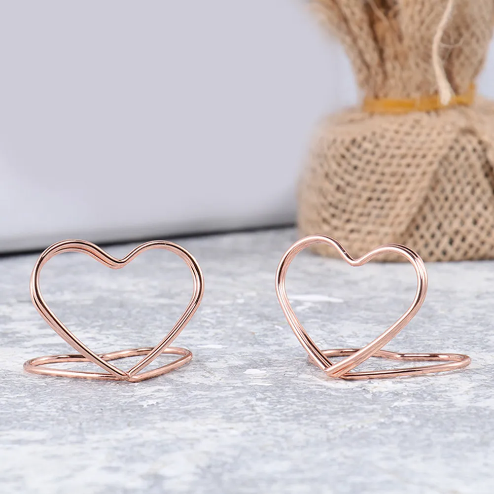 25Pcs Metal Heart Photo Clip Card Display Stand Desktop Memo Holder for Office Parties Showers Graduations Greeting Card